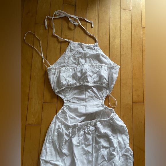 Cutout Halter Mini Linen Dress - Picture 5 of 5